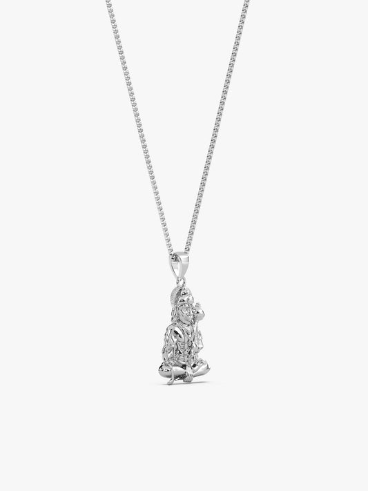 Silver Bajrangbali Pendant With Box Chain For Him