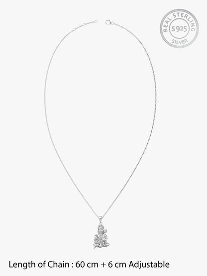 Silver Bajrangbali Pendant With Box Chain For Him