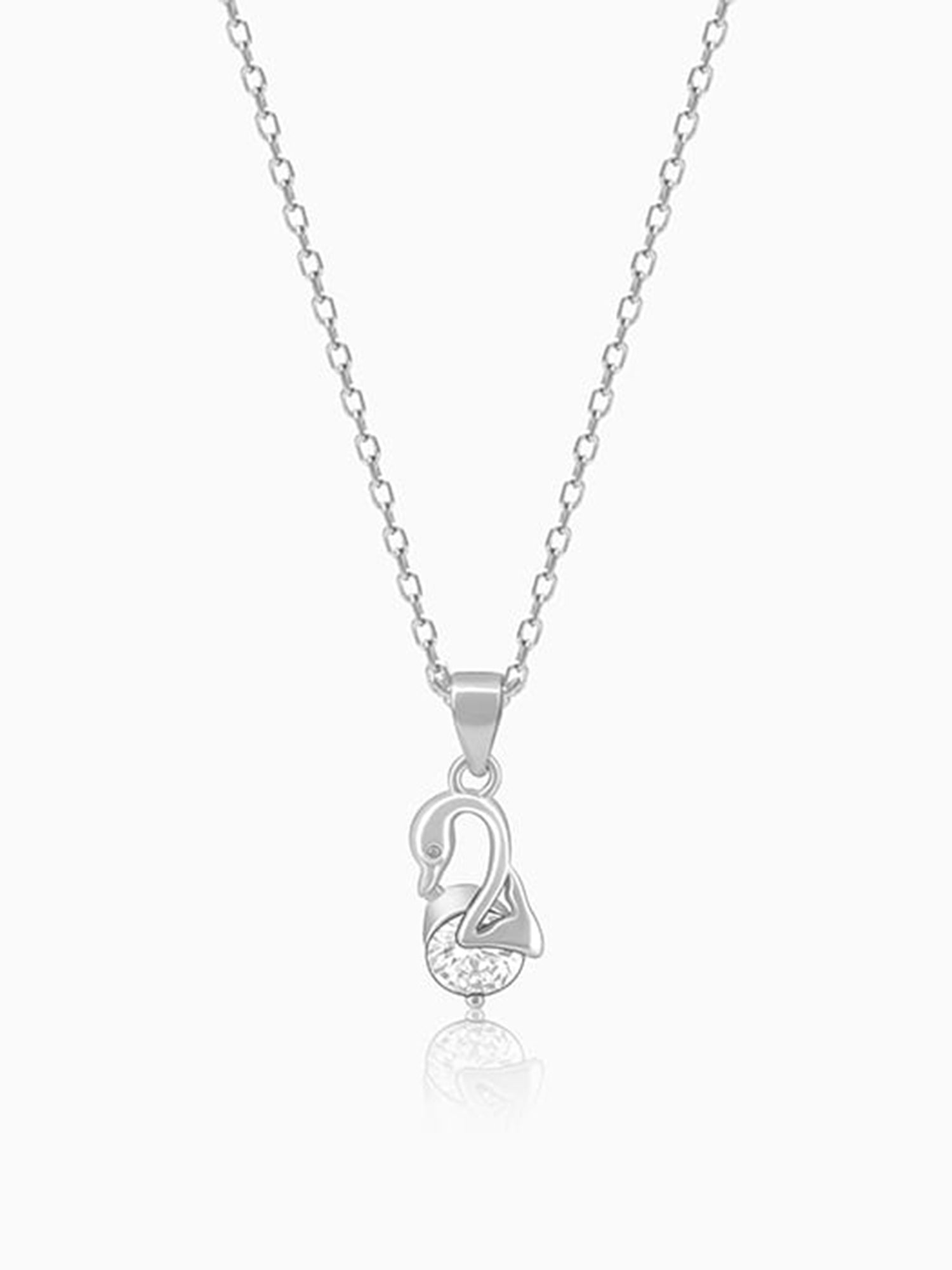 Silver Mini Swan Pendant with Link Chain