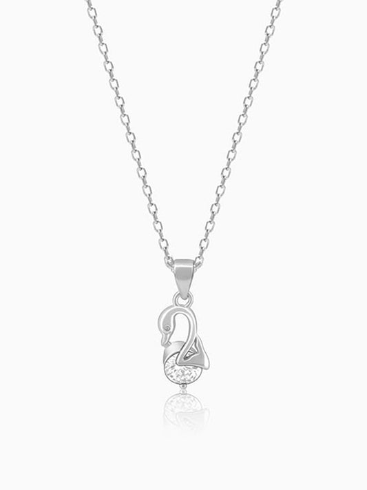 Silver Mini Swan Pendant with Link Chain