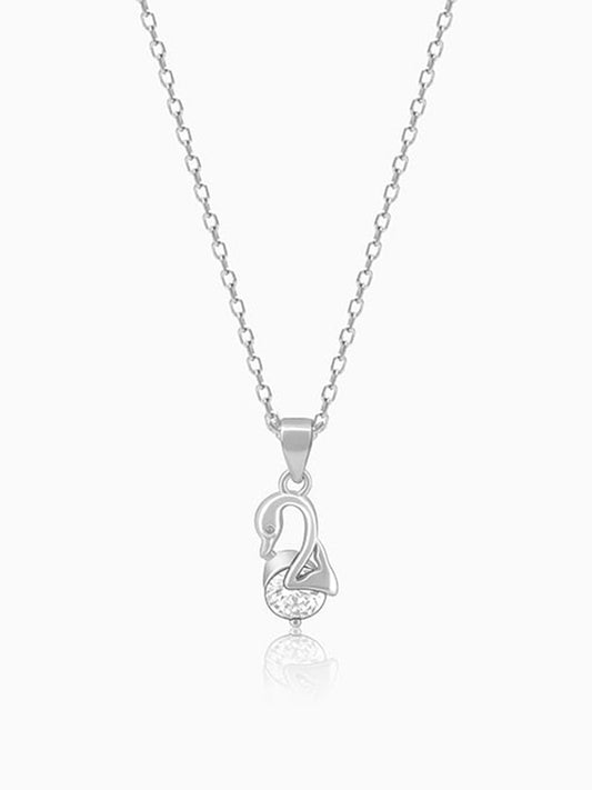Silver Mini Swan Pendant with Link Chain