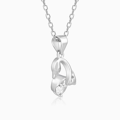 Silver Mini Swan Pendant with Link Chain