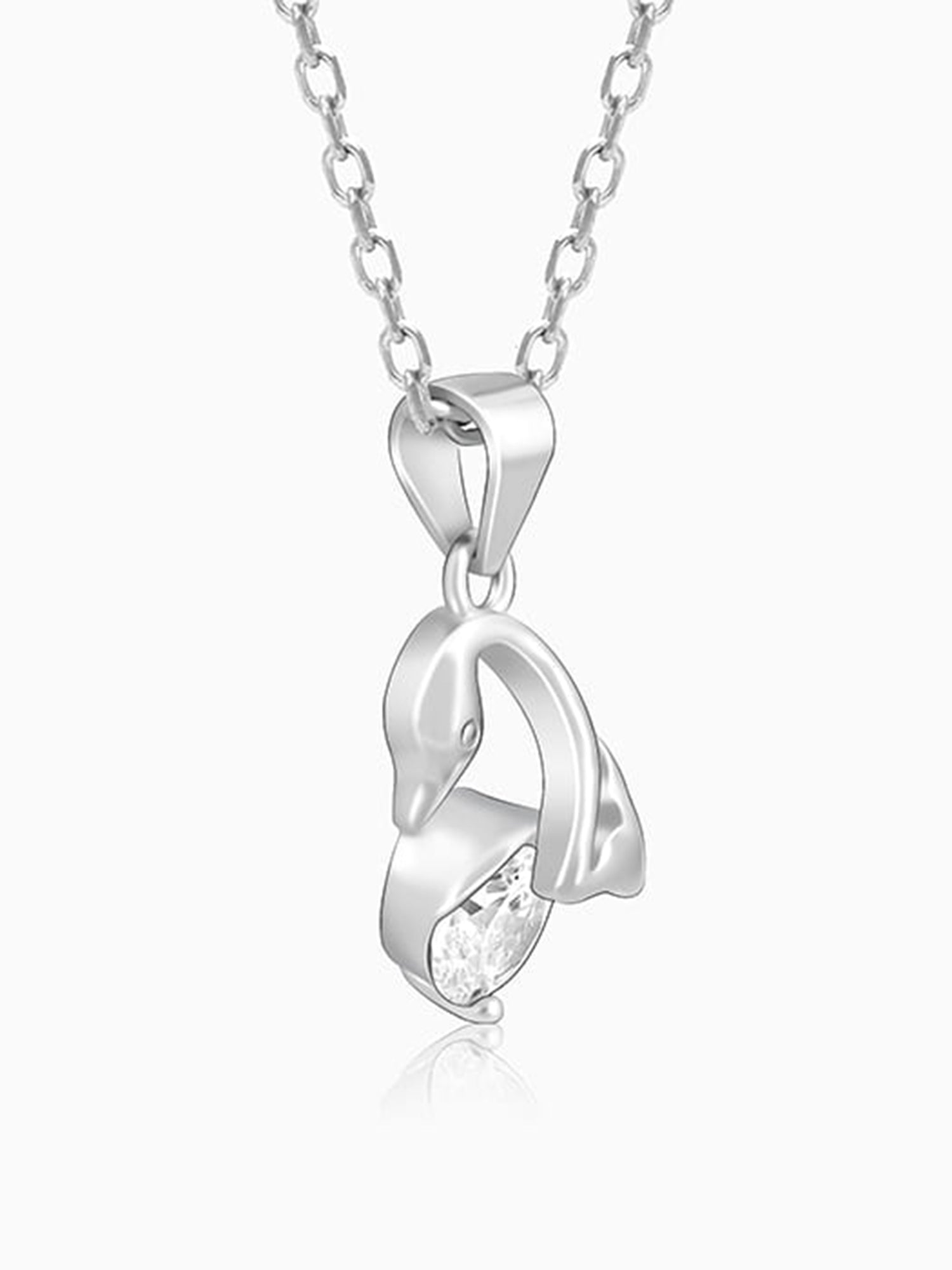 Silver Mini Swan Pendant with Link Chain