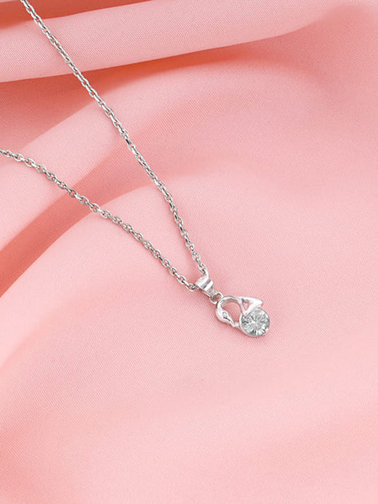 Silver Mini Swan Pendant with Link Chain
