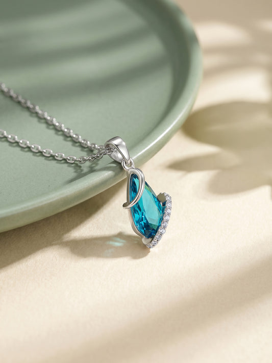 Silver Blue Night Pendant With Link Chain