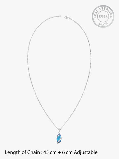 Silver Blue Night Pendant With Link Chain