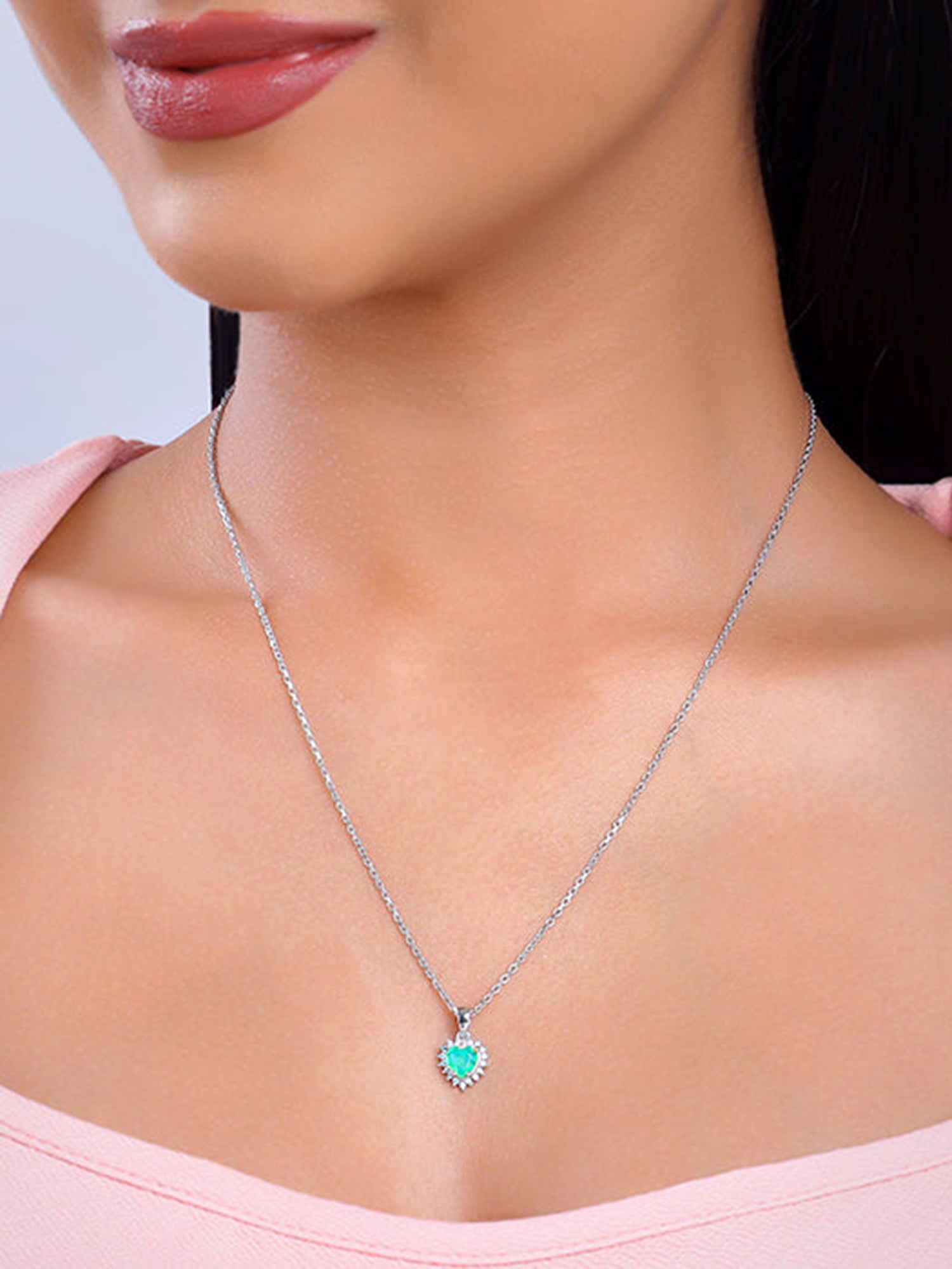 Silver Perfect Heart Pendant With Link Chain