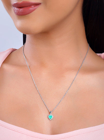 Silver Perfect Heart Pendant With Link Chain