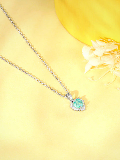 Silver Perfect Heart Pendant With Link Chain