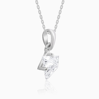 Silver Shiny Triangle Pendant With Link Chain