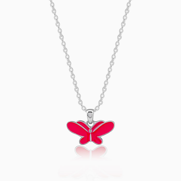 Silver Pookie Butterfly Kids Pendant With Link Chain