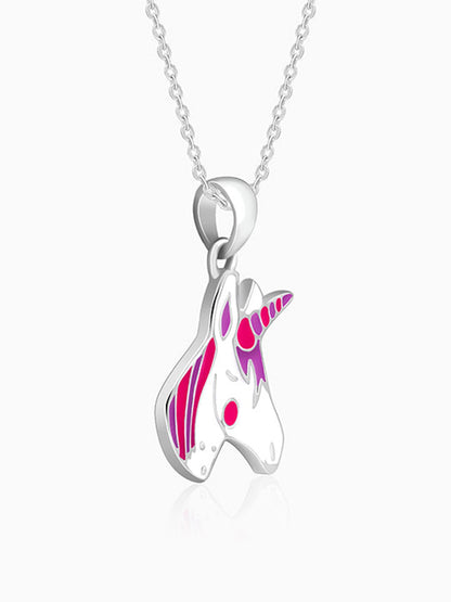 Silver Fairy Unicorn Kids Pendant With Link Chain