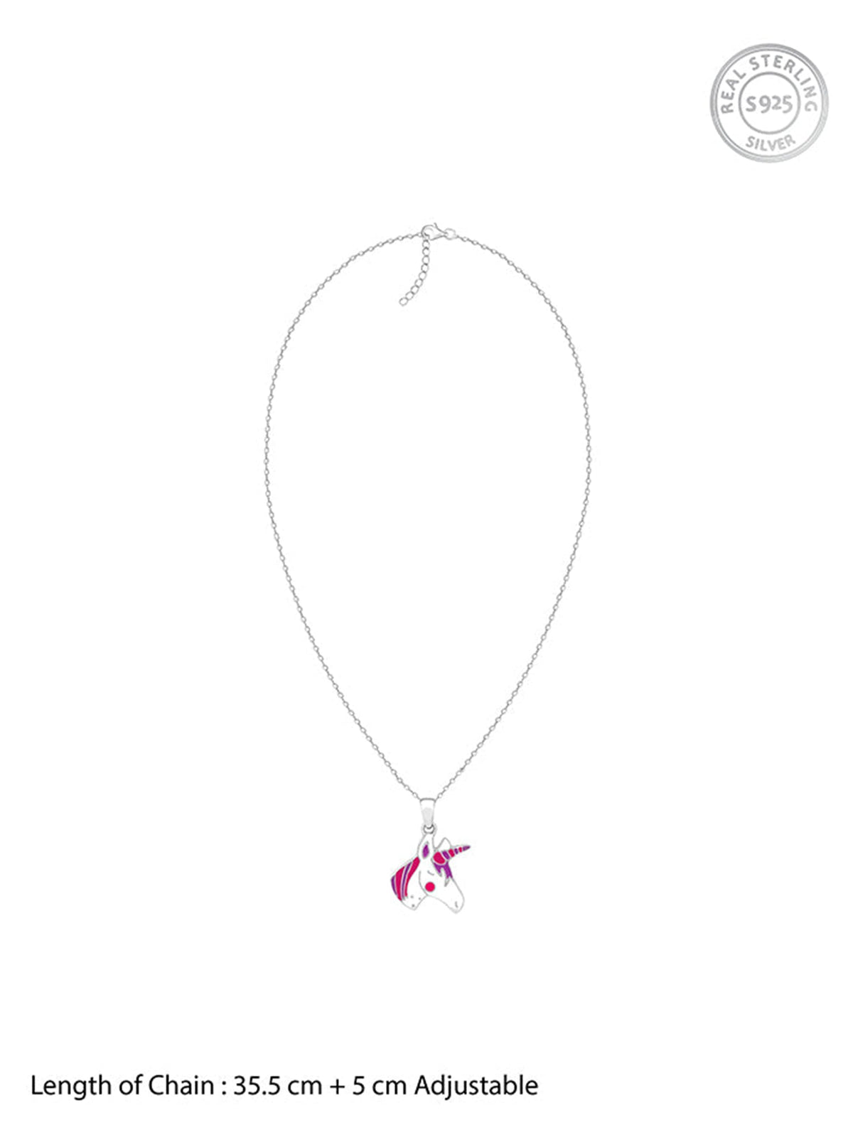 Silver Fairy Unicorn Kids Pendant With Link Chain
