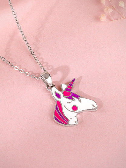 Silver Fairy Unicorn Kids Pendant With Link Chain