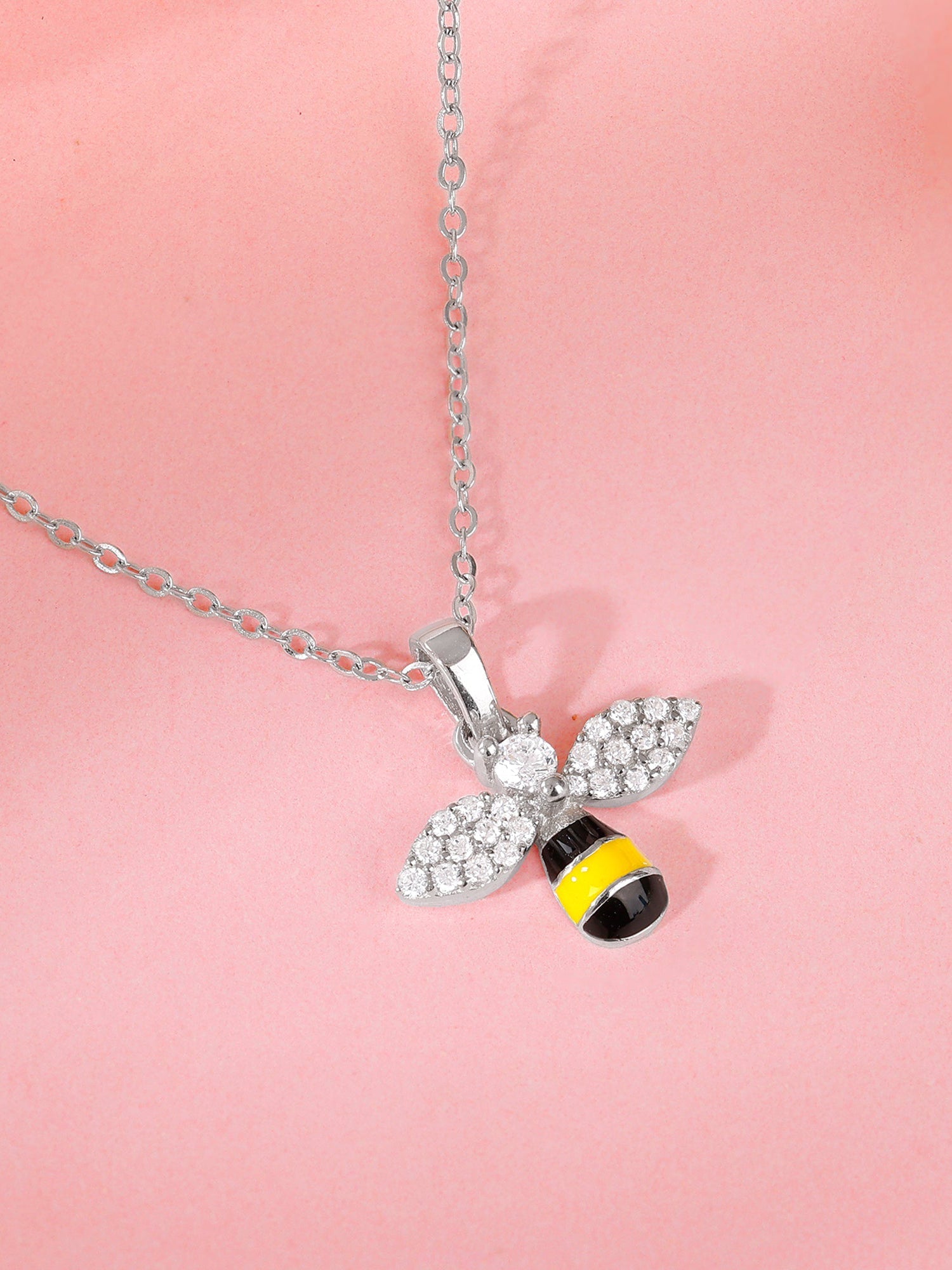 Silver Bee Kids Pendant With Link Chain
