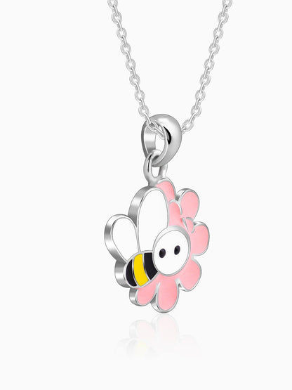 Silver Honeybee Kids Pendant With Link Chain