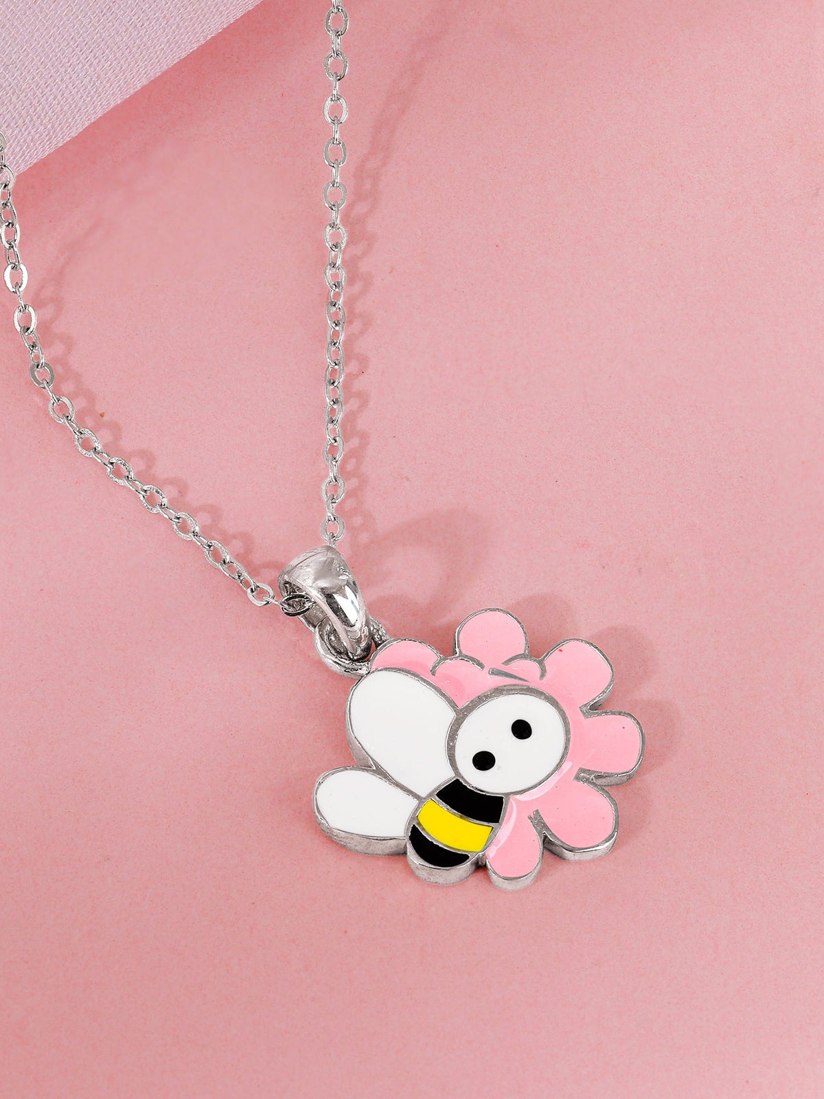 Silver Honeybee Kids Pendant With Link Chain