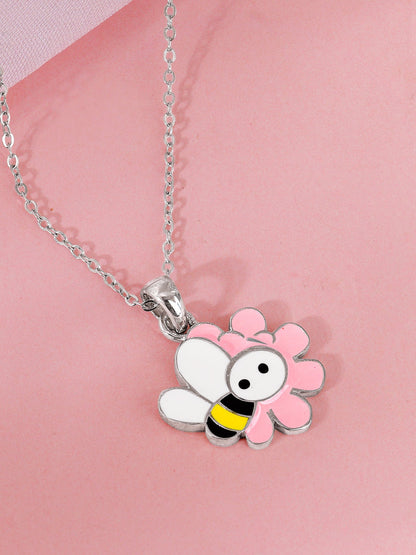 Silver Honeybee Kids Pendant With Link Chain
