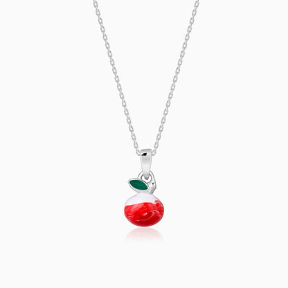 Silver Tri Colour Cherry Pendant With Link Chain
