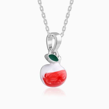 Silver Tri Colour Cherry Pendant With Link Chain