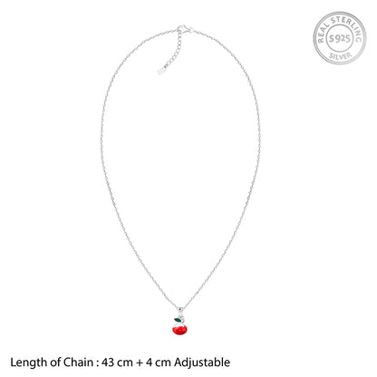 Silver Tri Colour Cherry Pendant With Link Chain