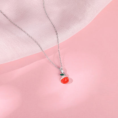 Silver Tri Colour Cherry Pendant With Link Chain