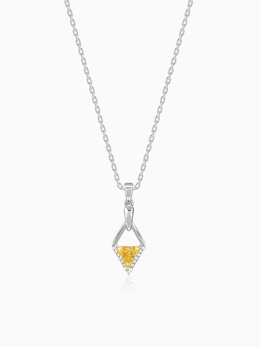 Silver Yellow Prism Pendant with Link Chain