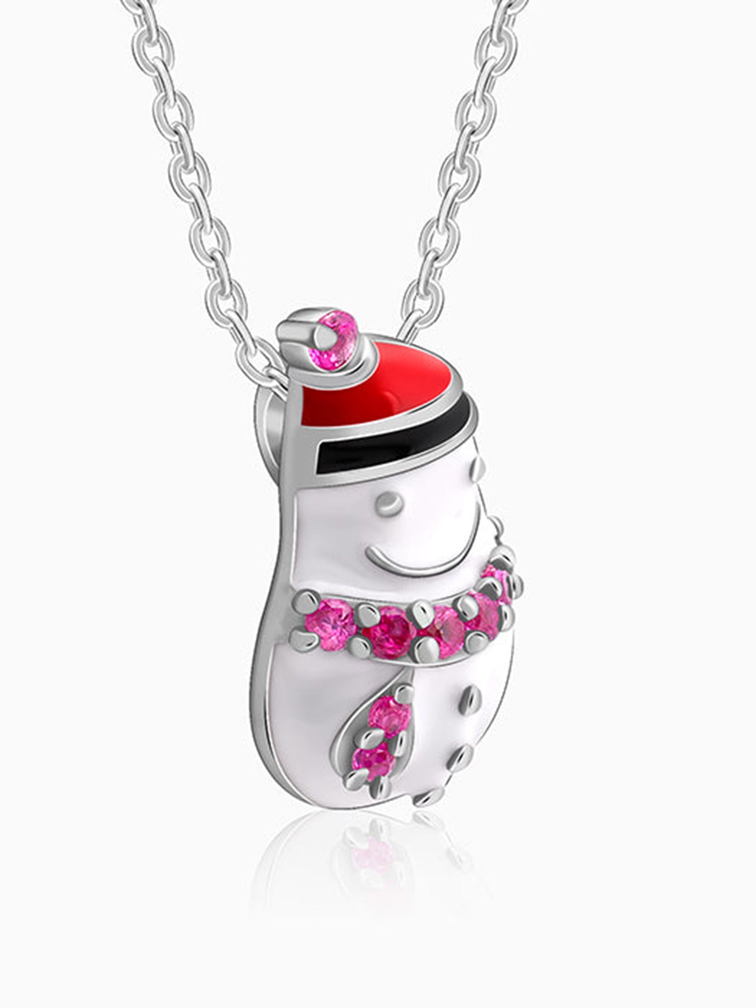 Silver Snowman Kids Pendant With Link Chain