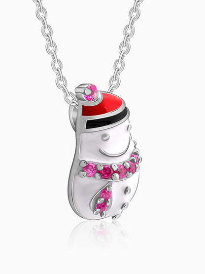 Silver Snowman Kids Pendant With Link Chain