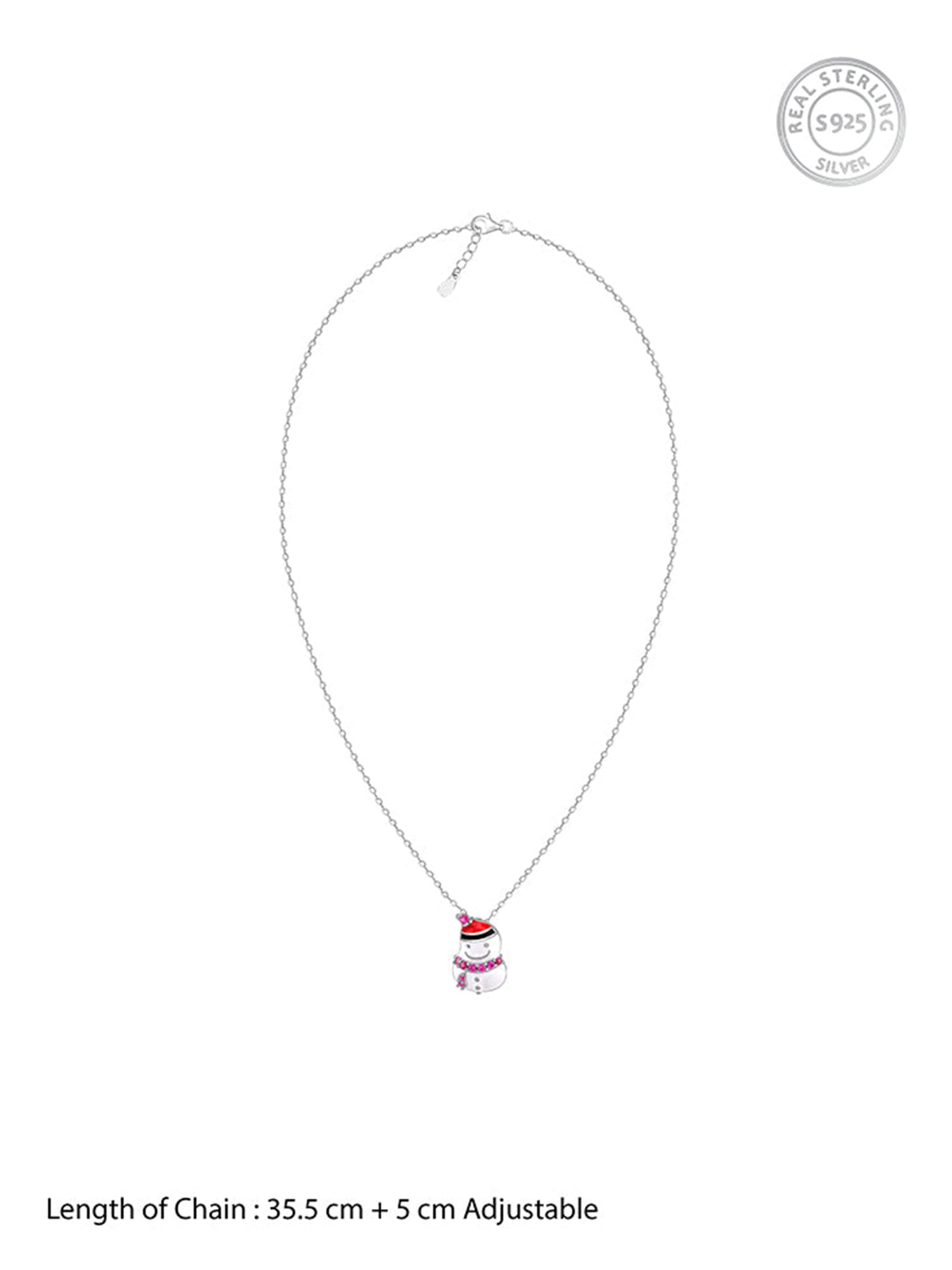Silver Snowman Kids Pendant With Link Chain