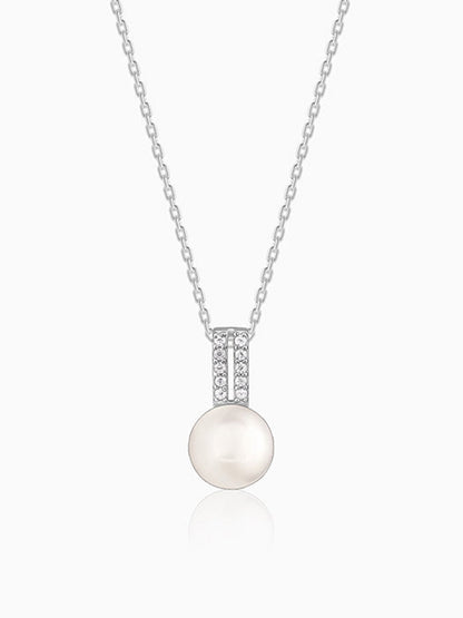 Silver Fall Pearl Pendant With Link Chain