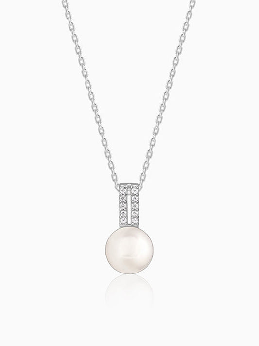 Silver Fall Pearl Pendant With Link Chain