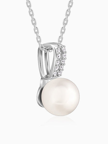 Silver Fall Pearl Pendant With Link Chain