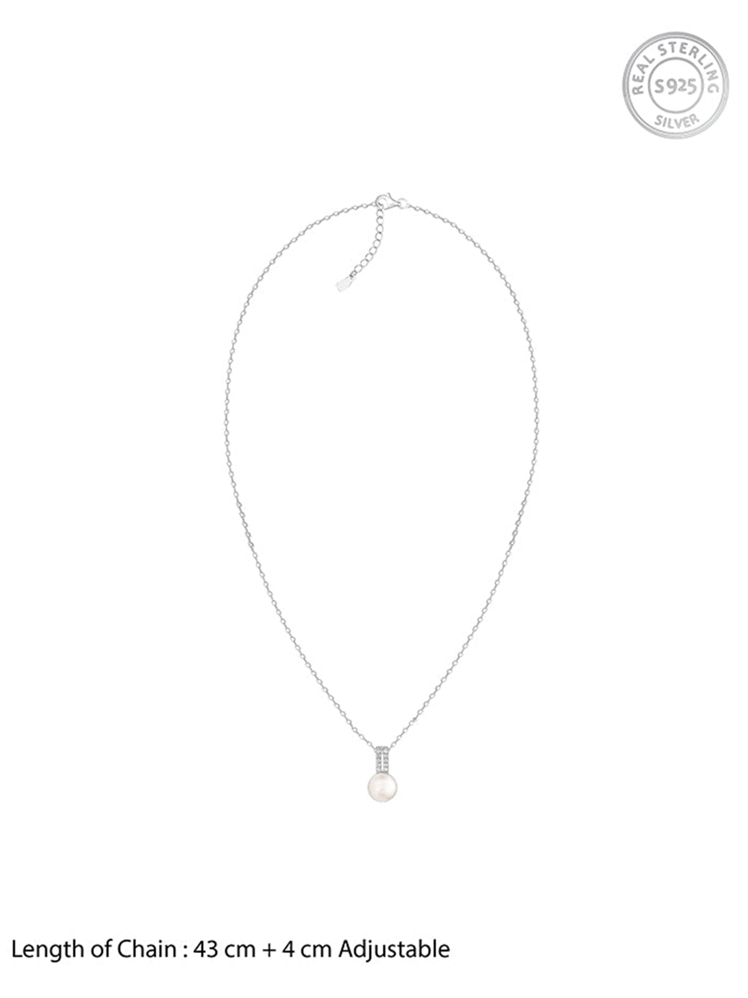 Silver Fall Pearl Pendant With Link Chain