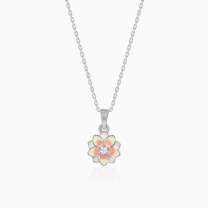 Silver Floral Fusion Pendant With Link Chain - Image 1