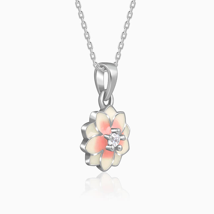Silver Floral Fusion Pendant With Link Chain - view 4
