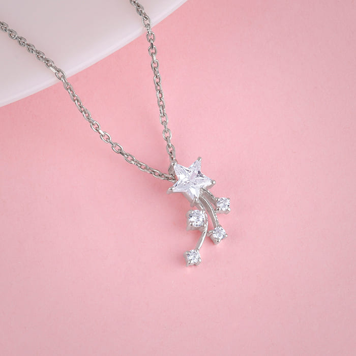 Silver Starlite Pendant With Link Chain - view 2