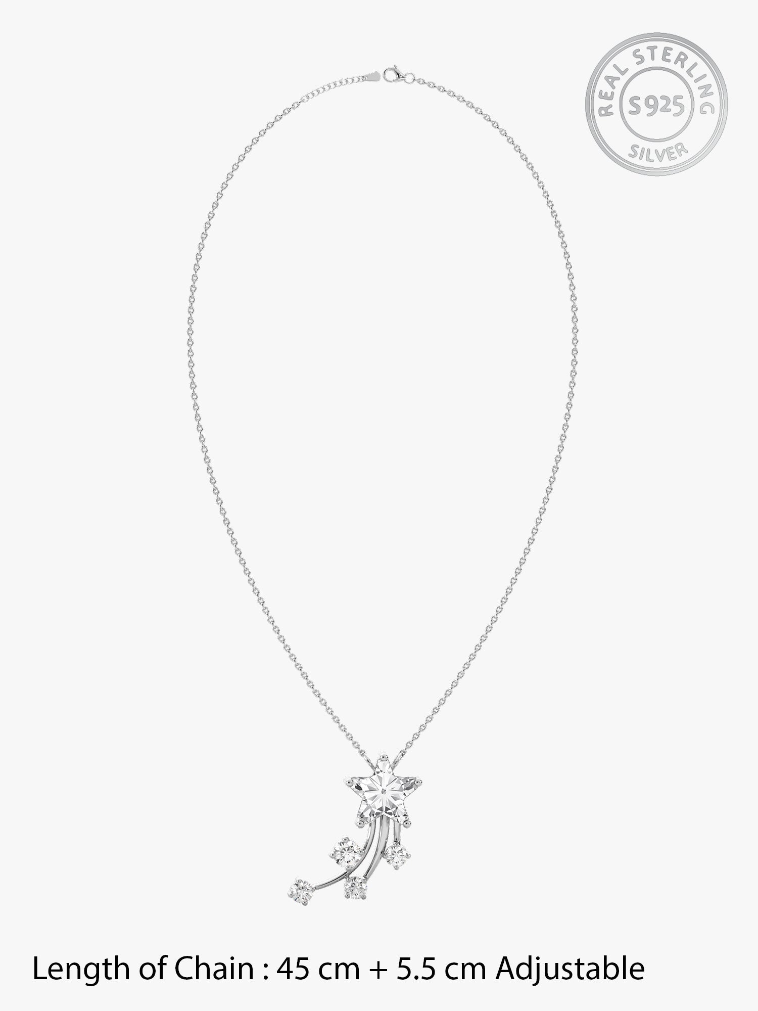 Silver Starlite Pendant With Link Chain