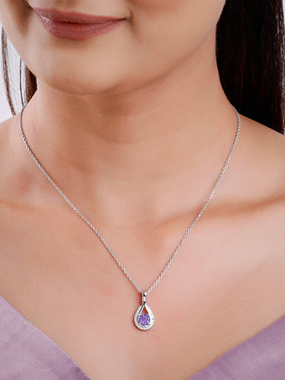 Silver Blissful Azure Pendant with Link Chain
