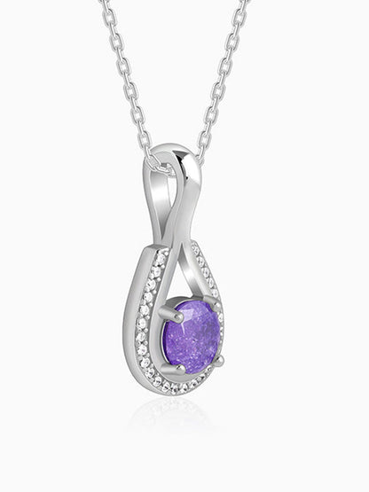 Silver Blissful Azure Pendant with Link Chain
