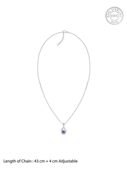 Silver Blissful Azure Pendant with Link Chain
