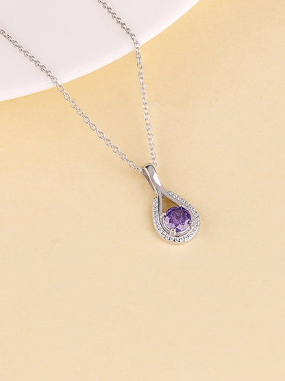 Silver Blissful Azure Pendant with Link Chain