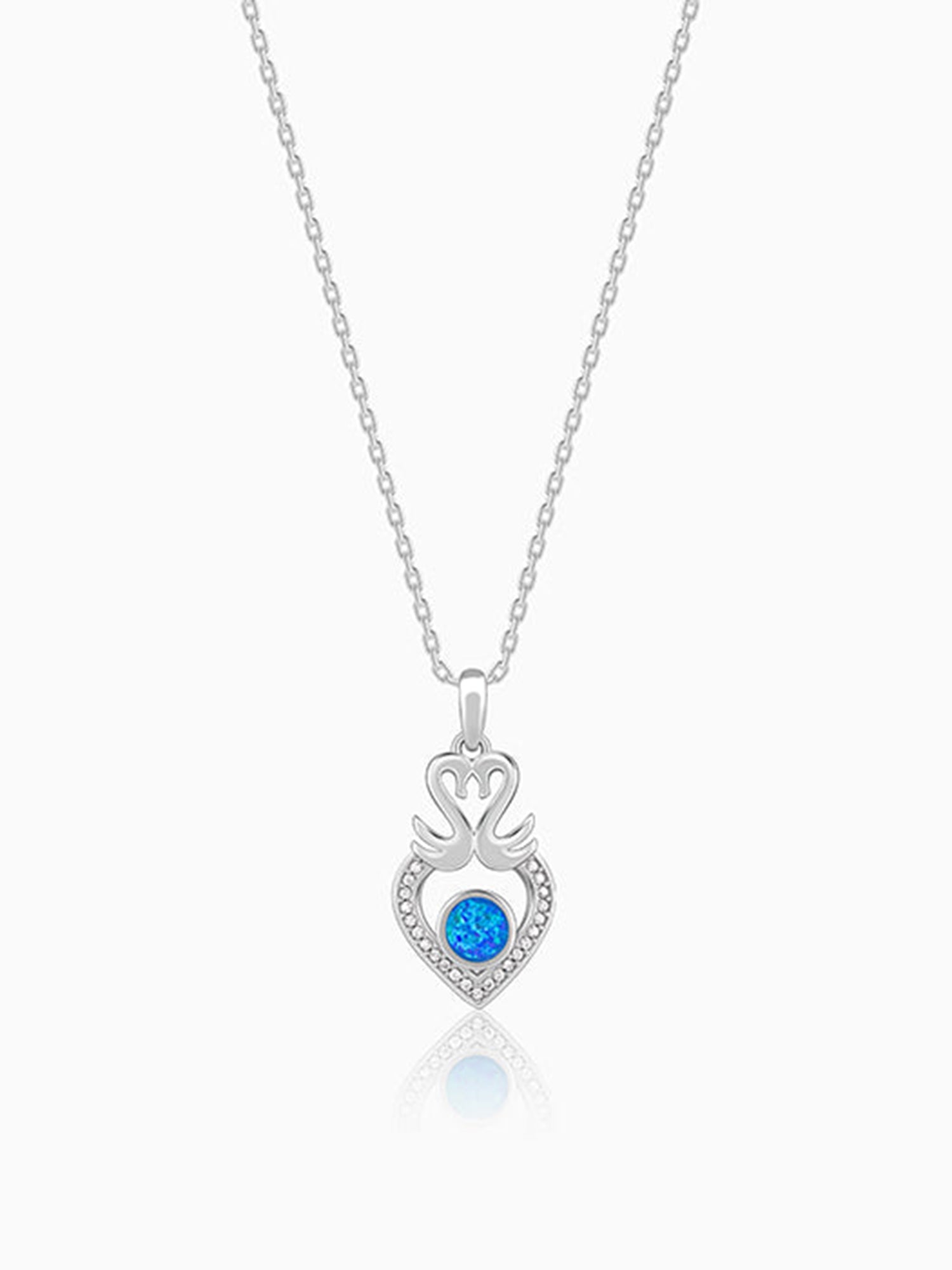 Silver Swan Heart Pendant With Link Chain