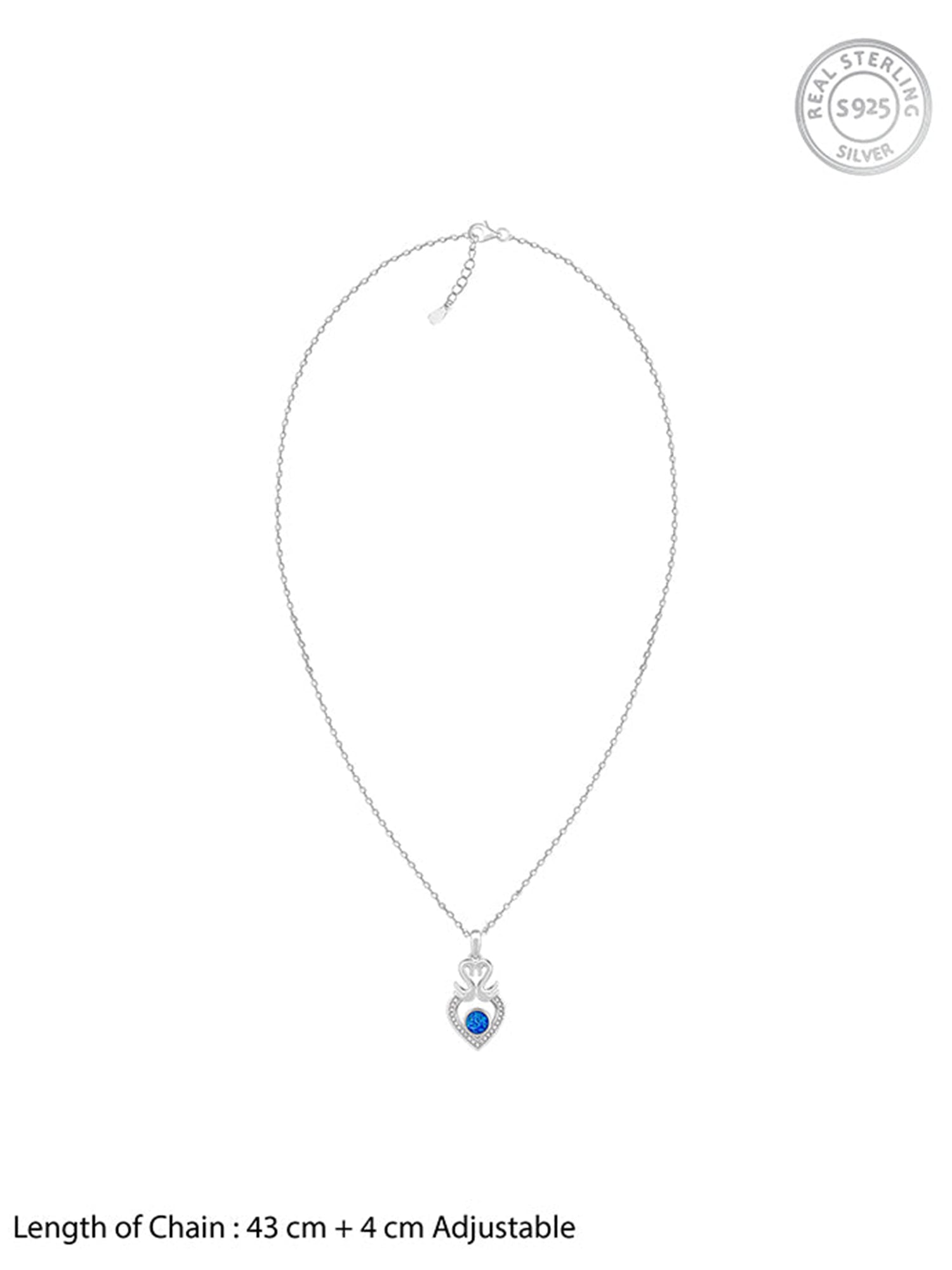 Silver Swan Heart Pendant With Link Chain