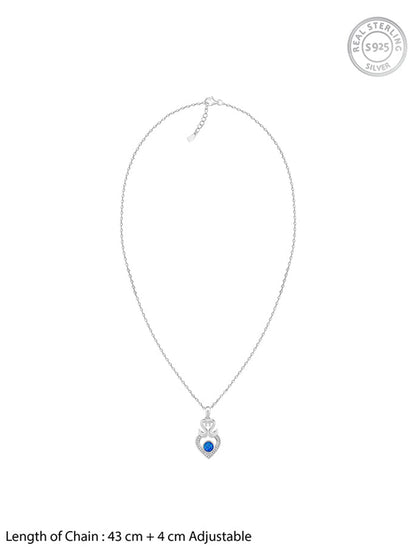 Silver Swan Heart Pendant With Link Chain