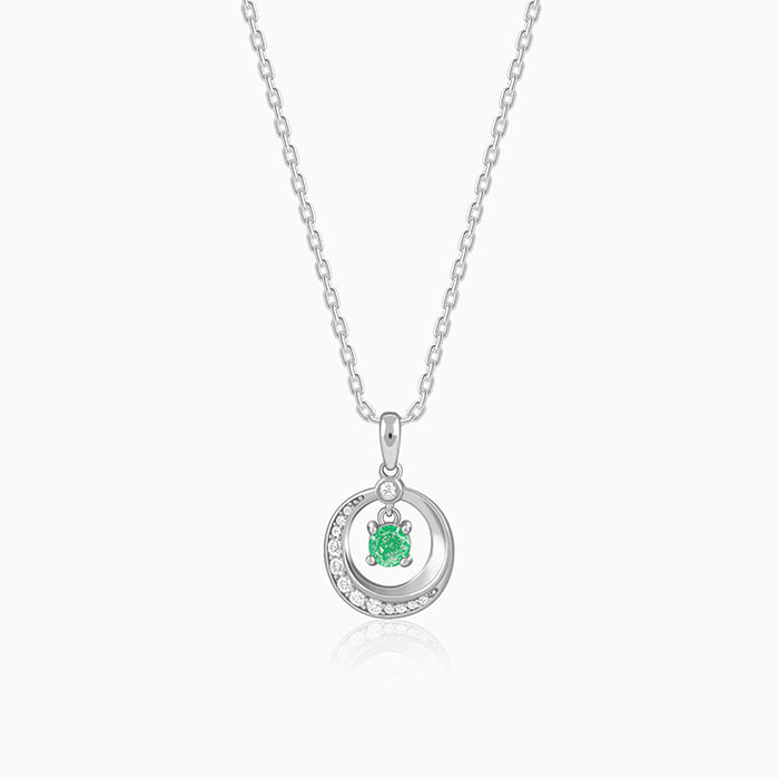 Silver Prettified Pendant With Link Chain - Image 1