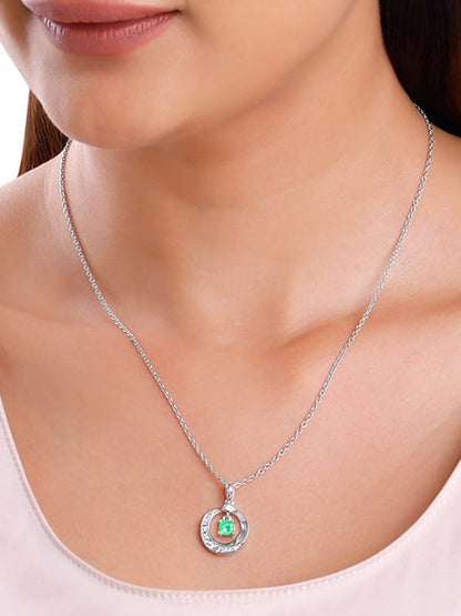 Silver Prettified Pendant With Link Chain