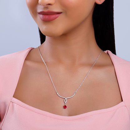Silver Red Rebel Necklace