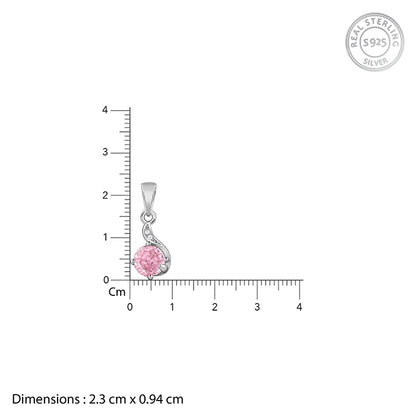 Silver Pink Shine Pendant With Link Chain