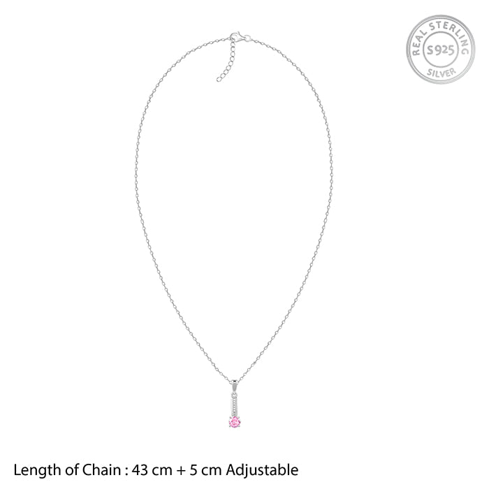 Silver Pink Glam Pendant With Link Chain - view 6